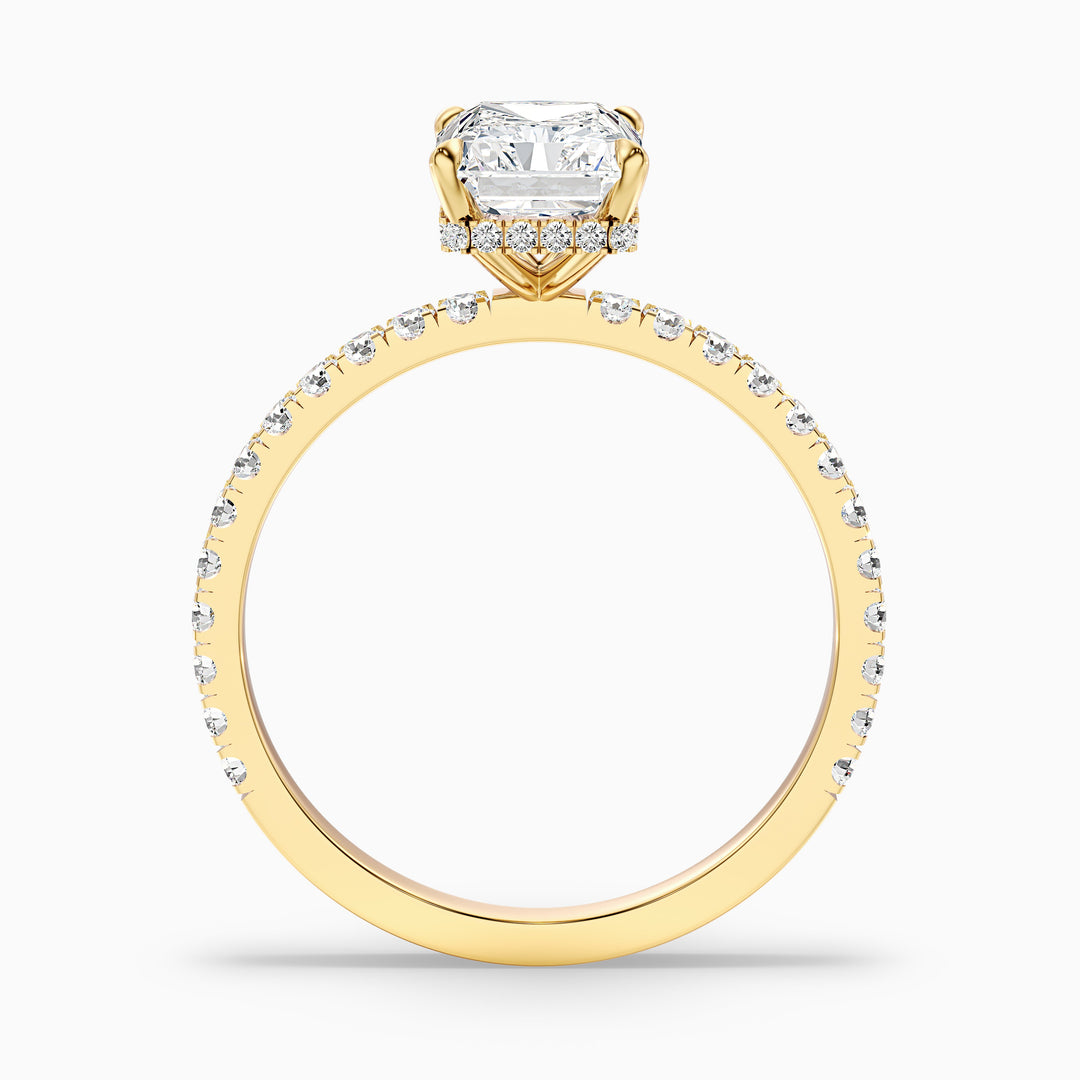 Darcy 1 Carat Radiant Cut Hidden Halo Moissanite Engagement Ring in 14k Yellow Gold