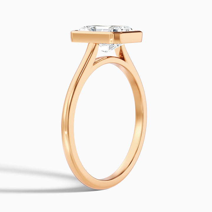 Erika 3.5 Carat Radiant Cut Bezel Set Lab Grown Diamond Ring in 10k Rose Gold