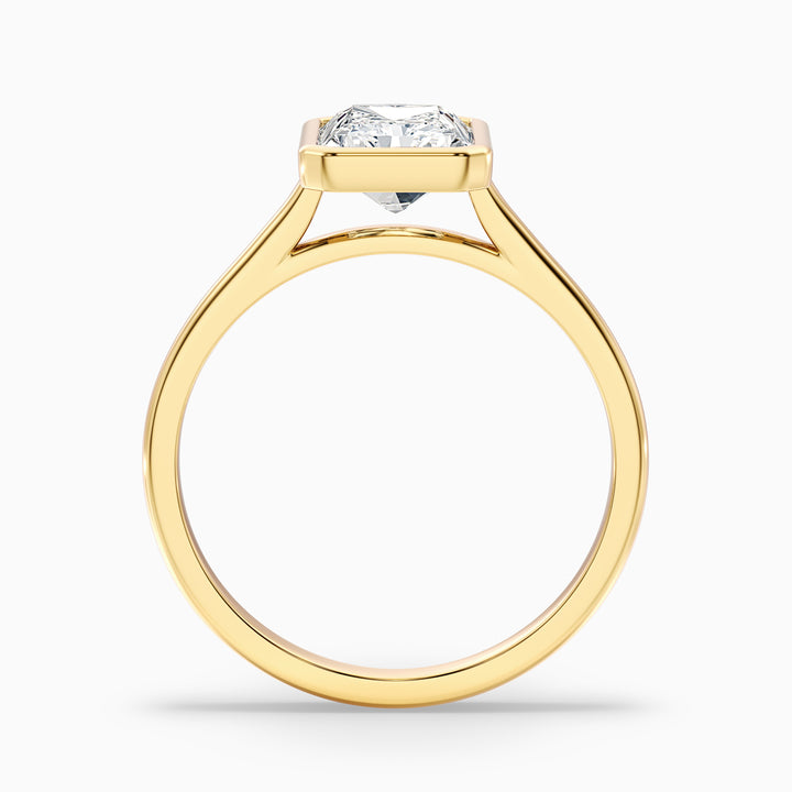 Erika 3 Carat Radiant Cut Bezel Set Lab Grown Diamond Ring in 10k White Gold