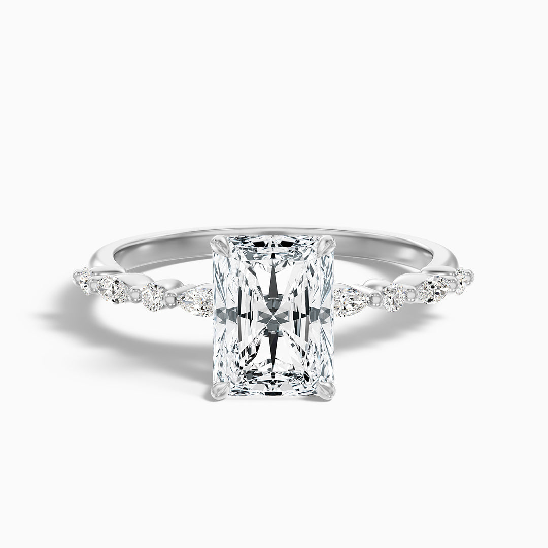 Gloria 2 Carat Radiant With Side Stone Hidden Halo Lab Grown Diamond Ring in Platinum