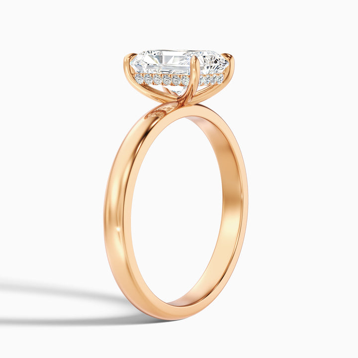 Julie 3 Carat Radiant Cut Hidden Halo Moissanite Engagement Ring in 10k White Gold