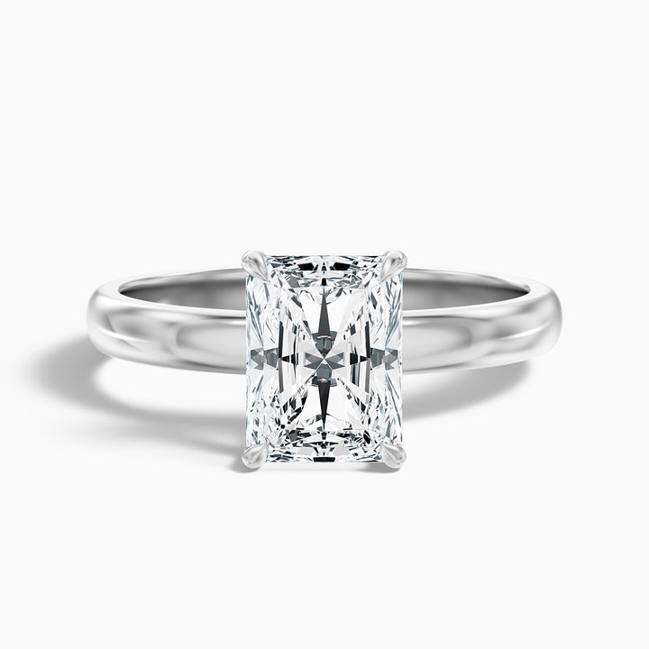 Julie 3 Carat Radiant Cut Hidden Halo Moissanite Engagement Ring in 10k White Gold
