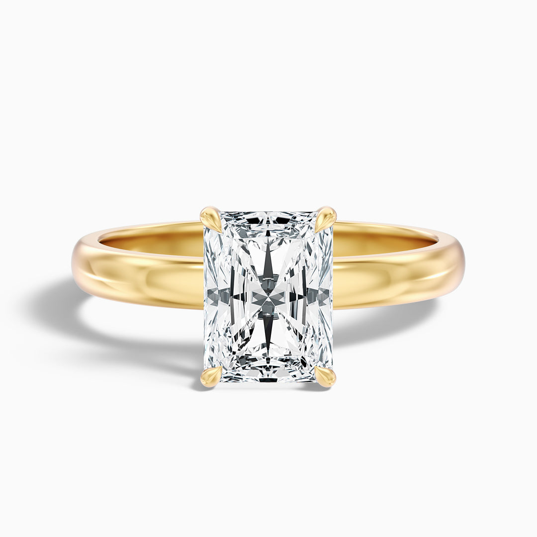 Julie 3 Carat Radiant Cut Hidden Halo Moissanite Engagement Ring in 10k White Gold
