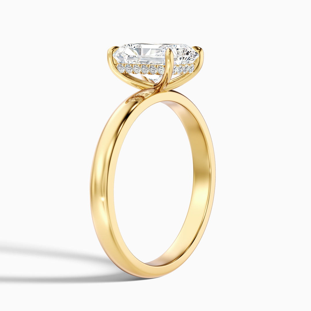 Jolie 4 Carat Radiant Cut Hidden Halo Lab Grown Diamond Ring in 14k Yellow Gold