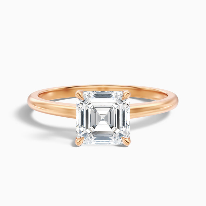 Kylie 3 Carat Asscher Cut Hidden Halo Moissanite Engagement Ring in 14k Yellow Gold