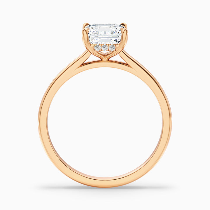 Kylie 4 Carat Asscher Cut Hidden Halo Moissanite Engagement Ring in 18k Yellow Gold
