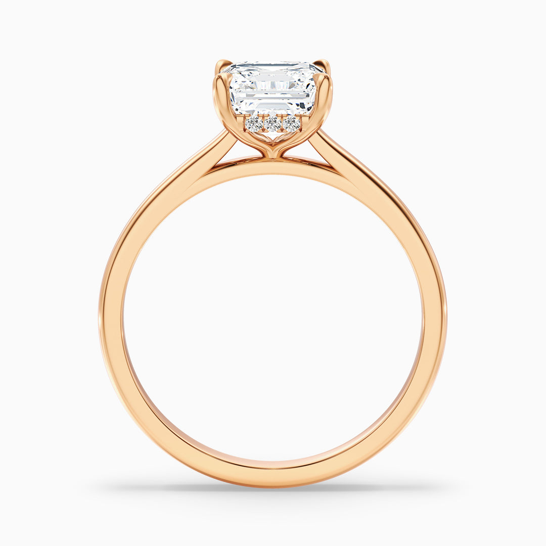 Kylie 2 Carat Asscher Cut Hidden Halo Moissanite Engagement Ring in 18k Yellow Gold
