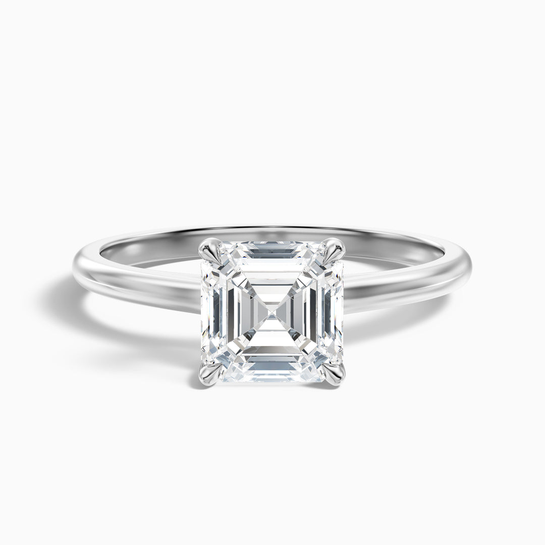 Kylie 2 Carat Asscher Cut Hidden Halo Moissanite Engagement Ring in 14k White Gold