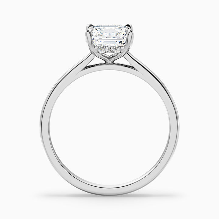 Kylie 2 Carat Asscher Cut Hidden Halo Moissanite Engagement Ring in 14k White Gold