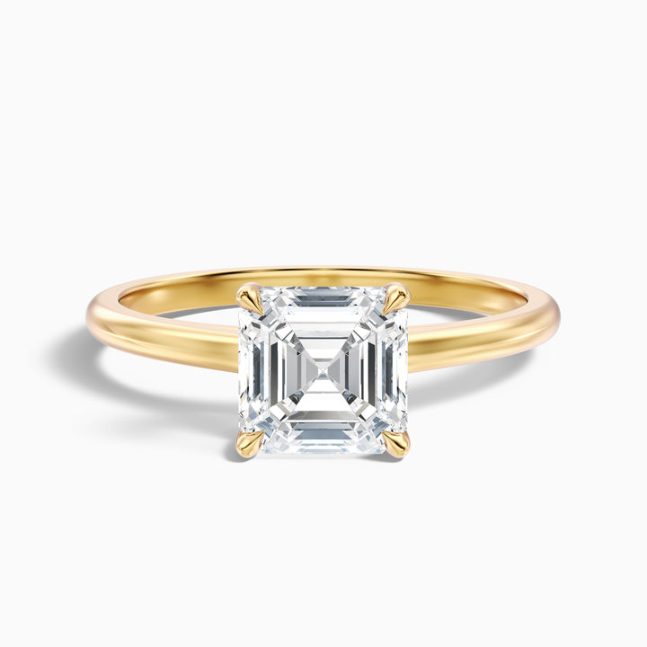 Kylie 2 Carat Asscher Cut Hidden Halo Moissanite Engagement Ring in 14k White Gold