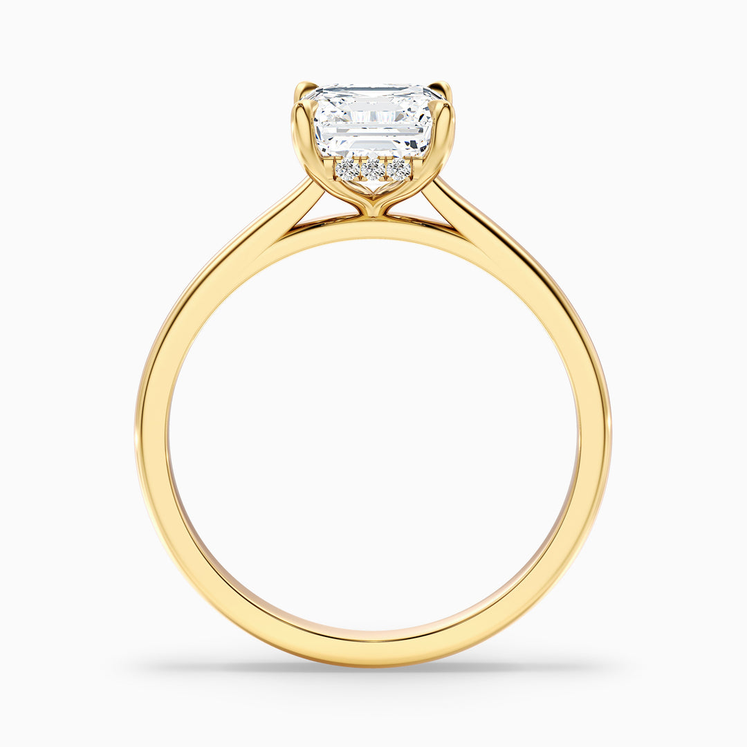 Kylie 1 Carat Asscher Cut Hidden Halo Moissanite Engagement Ring in 18k White Gold