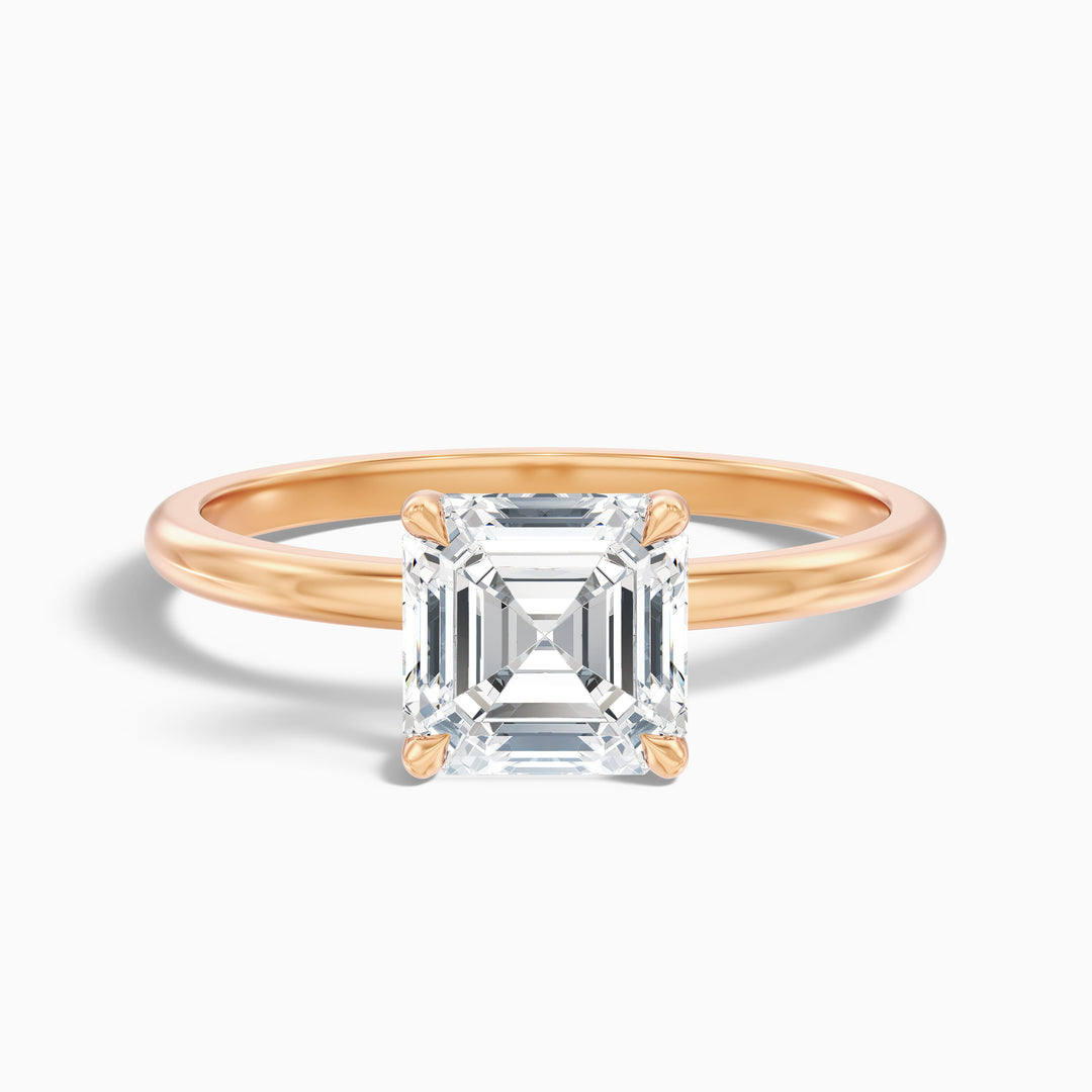 Laura 1.5 Carat Asscher Cut Solitaire Moissanite Engagement Ring in 10k Yellow Gold
