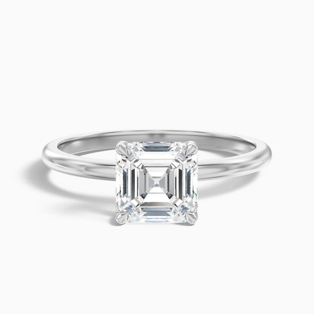 Laura 1.5 Carat Asscher Cut Solitaire Moissanite Engagement Ring in 10k Yellow Gold