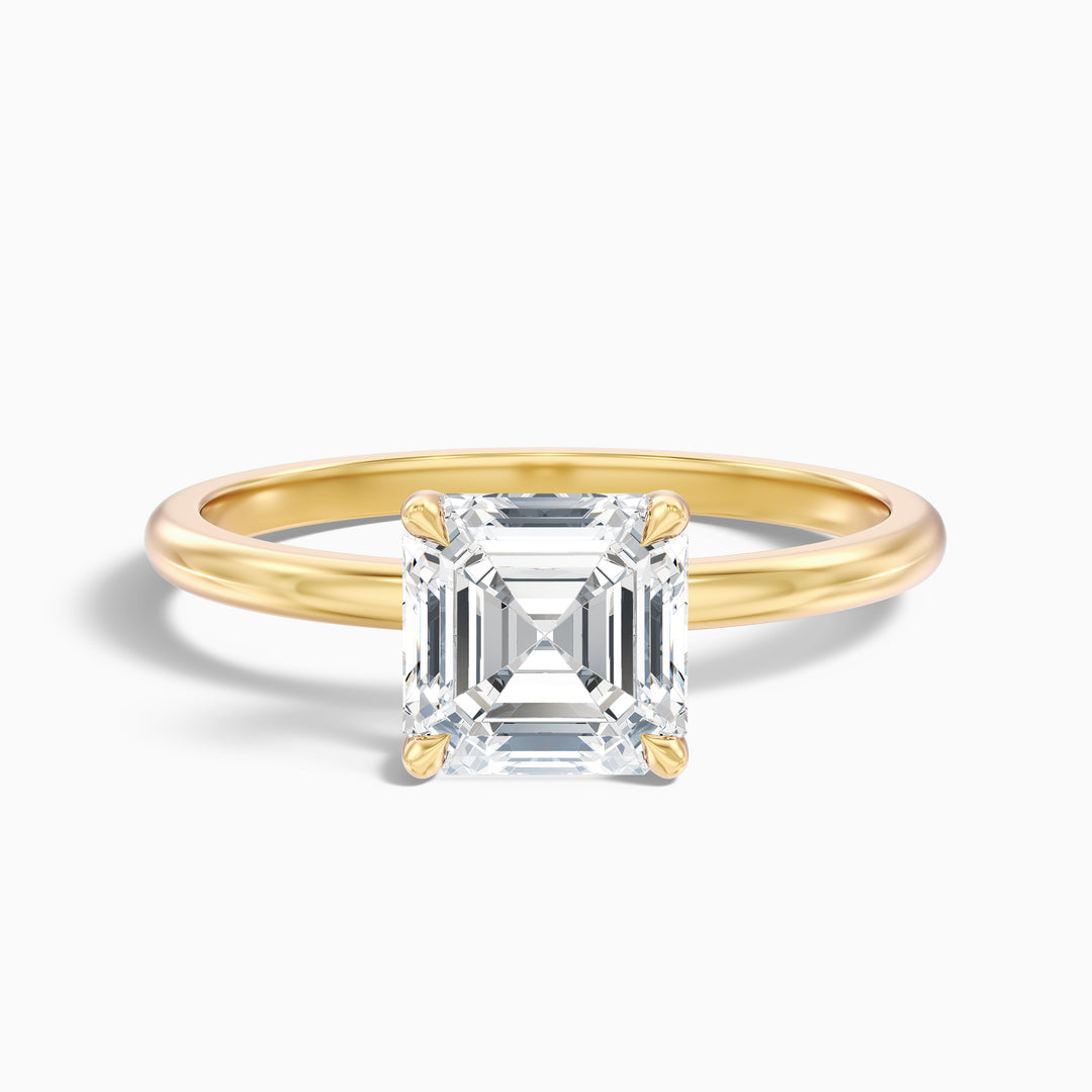 Laura 1.5 Carat Asscher Cut Solitaire Moissanite Engagement Ring in 10k Yellow Gold