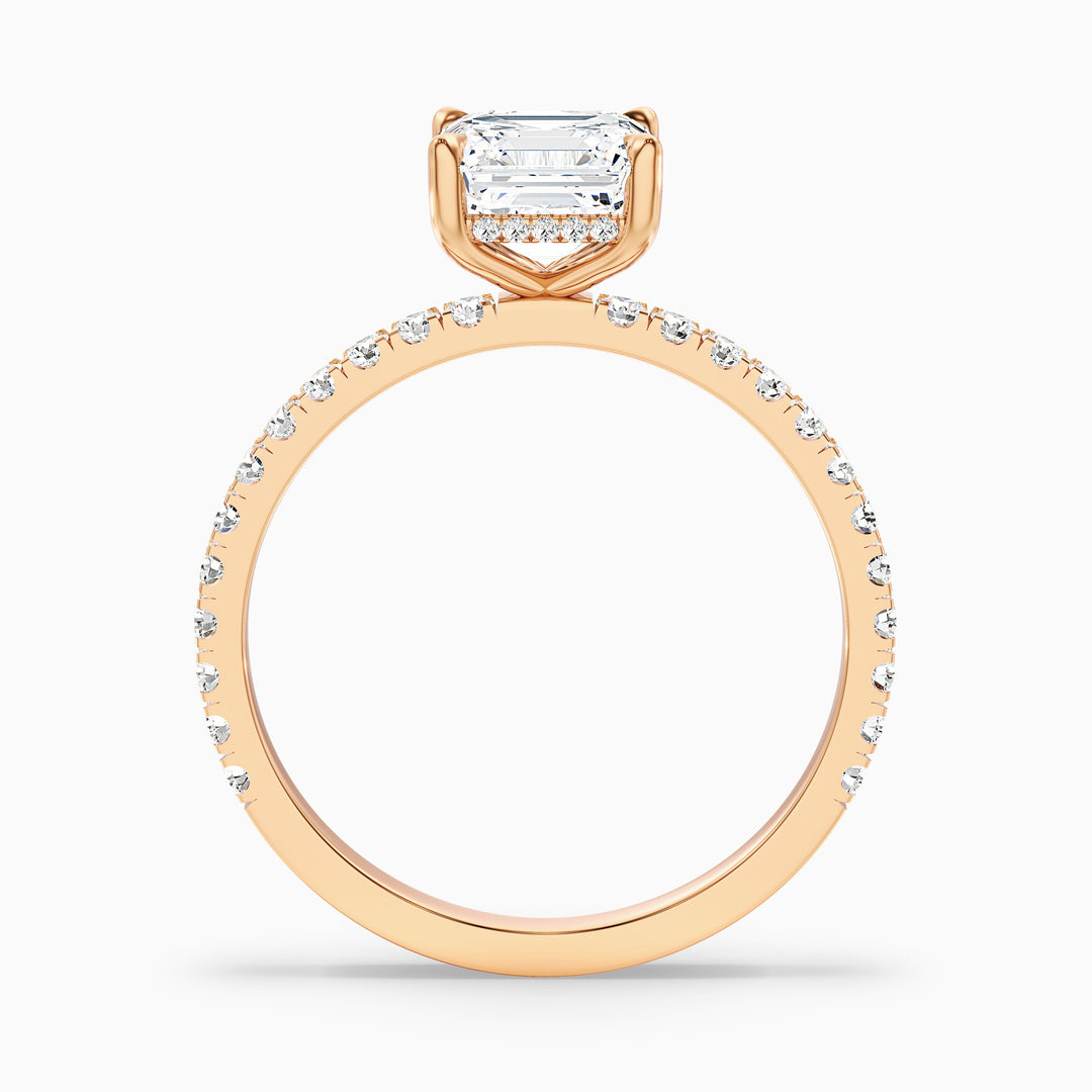 Mylie 2 Carat Asscher Cut Side Stone Pave Lab Grown Diamond Engagement Ring in 14k White Gold