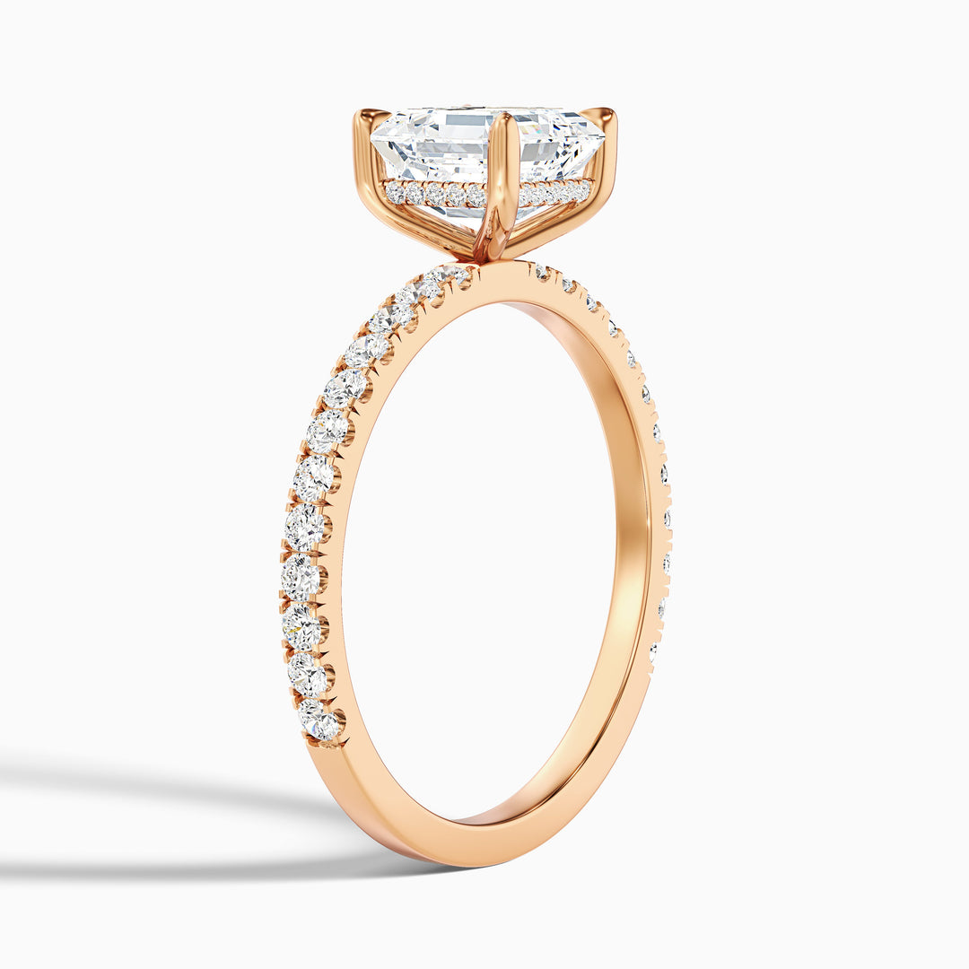 Mylie 2 Carat Asscher Cut Side Stone Pave Lab Grown Diamond Engagement Ring in 14k White Gold