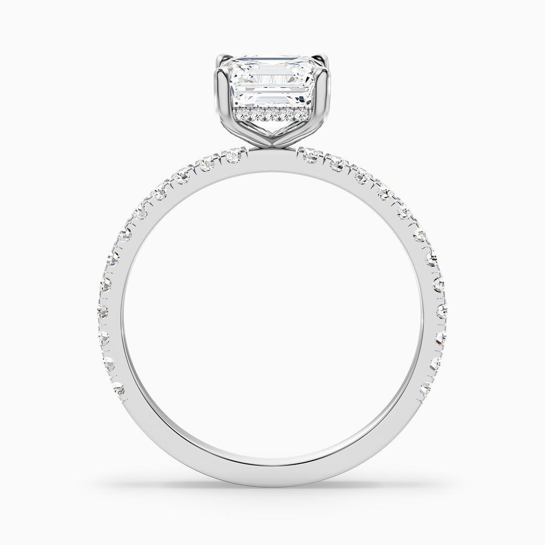 Mylie 2 Carat Asscher Cut Side Stone Pave Lab Grown Diamond Engagement Ring in 14k White Gold