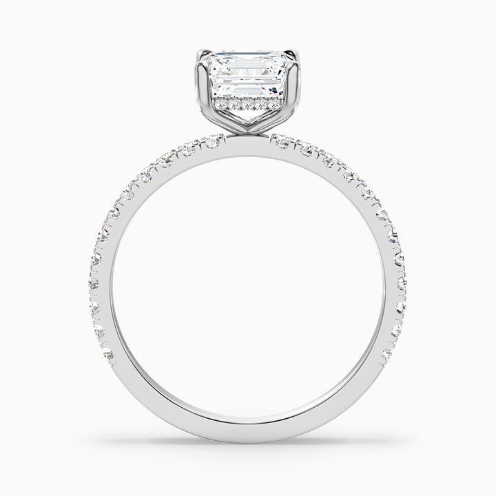 Mylie 2 Carat Asscher Cut Side Stone Pave Lab Grown Diamond Engagement Ring in 14k White Gold