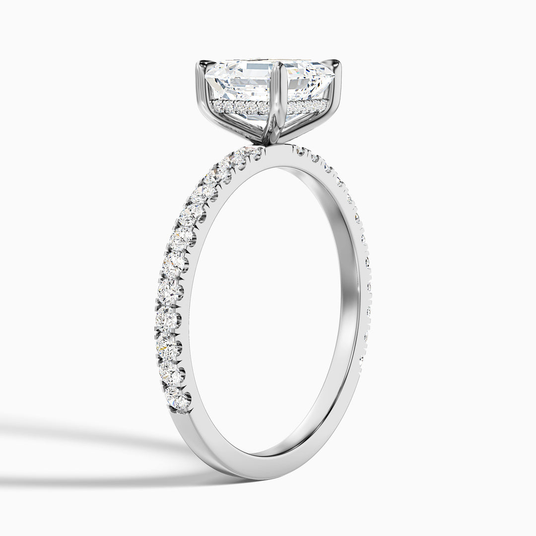 Mylie 2 Carat Asscher Cut Side Stone Pave Lab Grown Diamond Engagement Ring in 14k White Gold