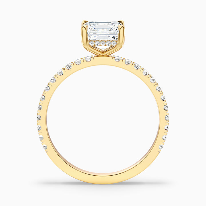 Mandy 4.5 Carat Asscher Cut Side Stone Moissanite Engagement Ring in 14k Yellow Gold