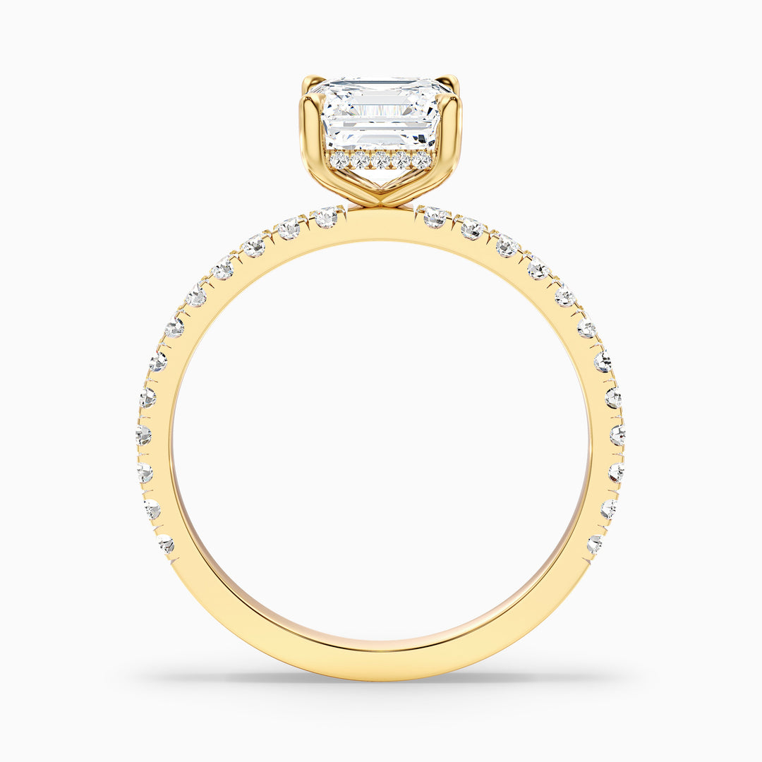 Mylie 2 Carat Asscher Cut Side Stone Pave Lab Grown Diamond Engagement Ring in 14k White Gold