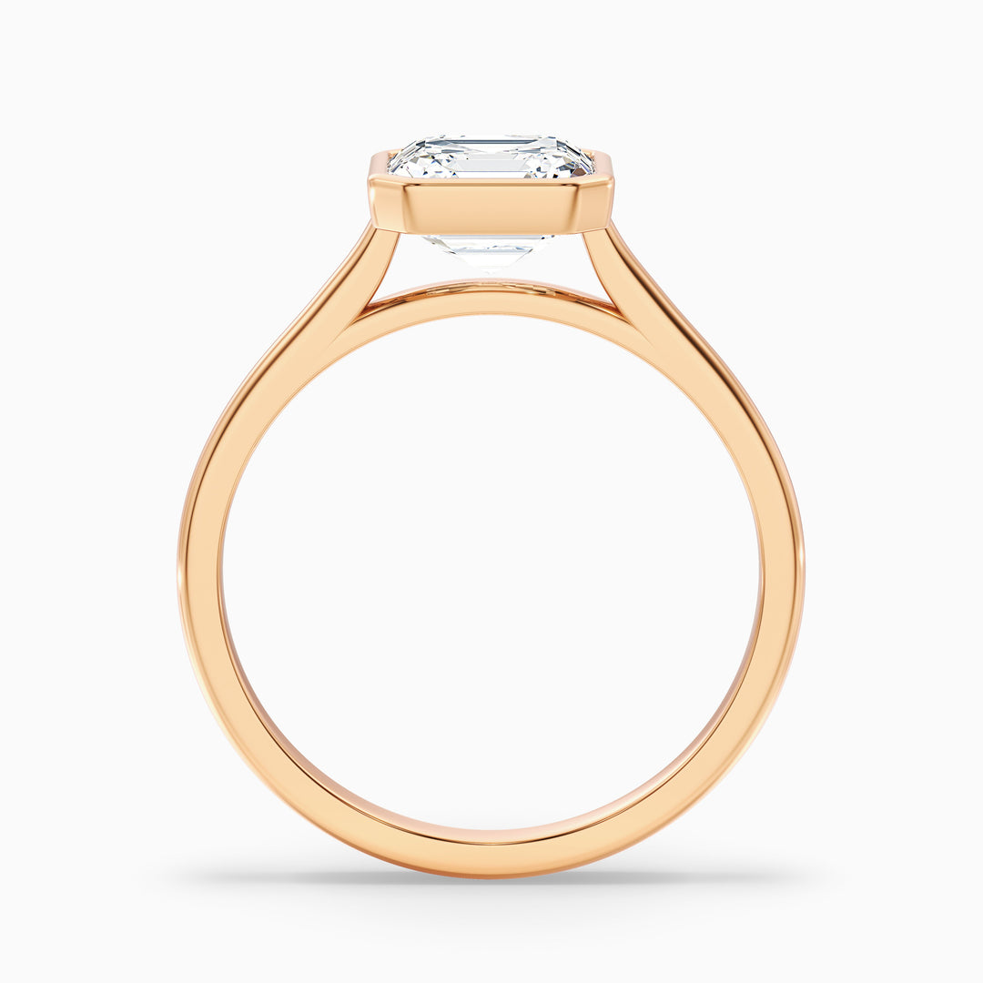 Marley 2 Carat Asscher Cut Diamond Bezel Set Solitaire Moissanite Engagement Ring in 14k Yellow Gold