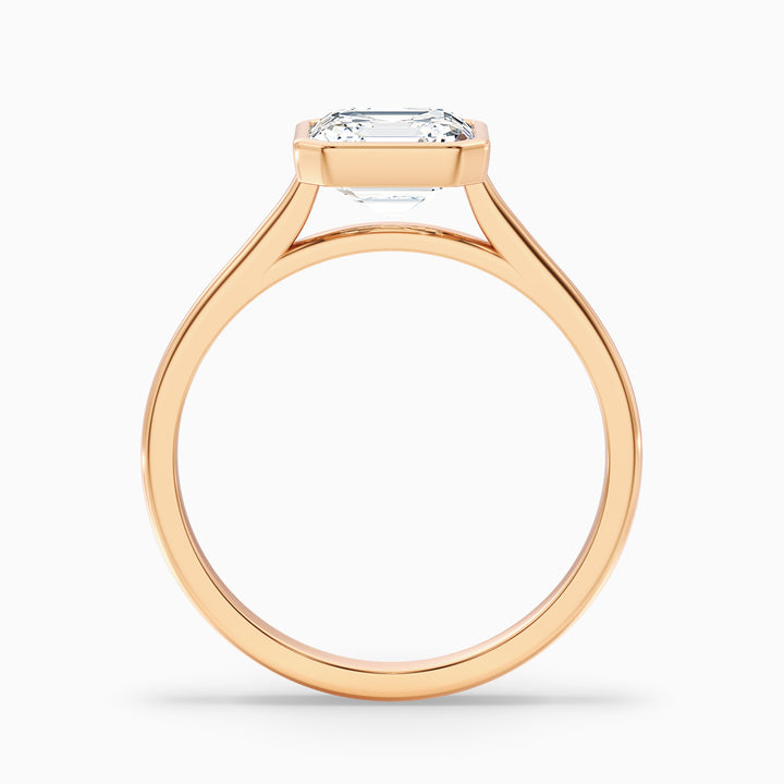 Marley 3 Carat Asscher Cut Diamond Bezel Set Solitaire Moissanite Engagement Ring in 14k White Gold