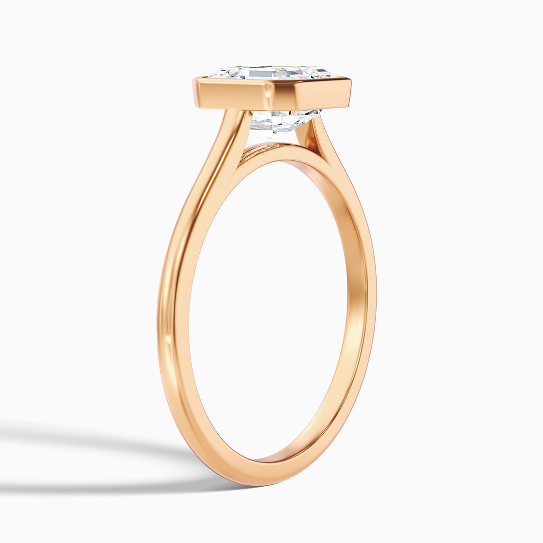 Marley 5.5 Carat Asscher Cut Diamond Bezel Set Solitaire Moissanite Engagement Ring in 18k Yellow Gold