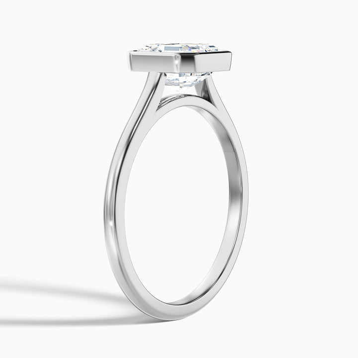 Marley 2.5 Carat Asscher Cut Diamond Bezel Set Solitaire Moissanite Engagement Ring in 14k Rose Gold