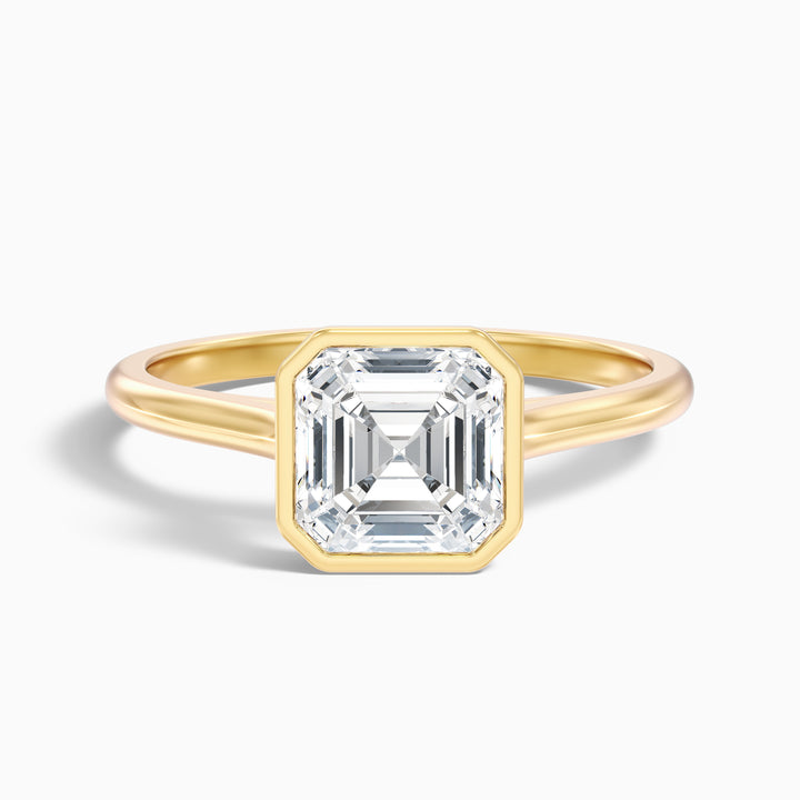 Marley 1.5 Carat Asscher Cut Diamond Bezel Set Solitaire Moissanite Engagement Ring in 14k White Gold