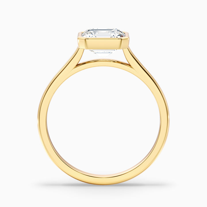 Marley 2 Carat Asscher Cut Diamond Bezel Set Solitaire Moissanite Engagement Ring in 14k Yellow Gold