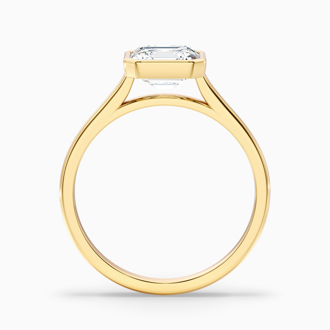 Marley 5.5 Carat Asscher Cut Diamond Bezel Set Solitaire Moissanite Engagement Ring in 18k Yellow Gold