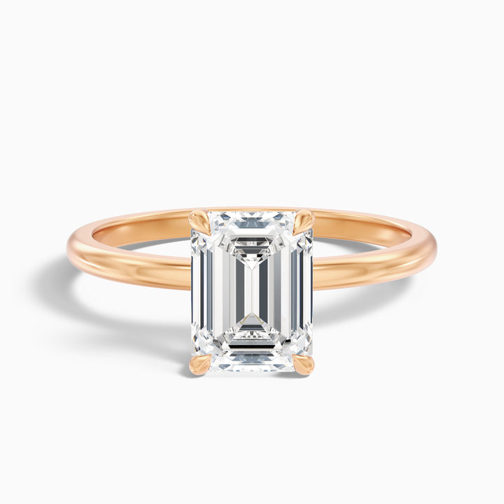 Dany 3 Carat Emerald Cut Hidden Halo Lab Grown Diamond Ring in 14k Rose Gold
