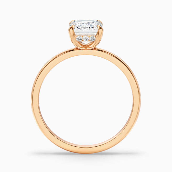 Dany 4 Carat Emerald Cut Hidden Halo Lab Grown Diamond Ring in 18k Rose Gold