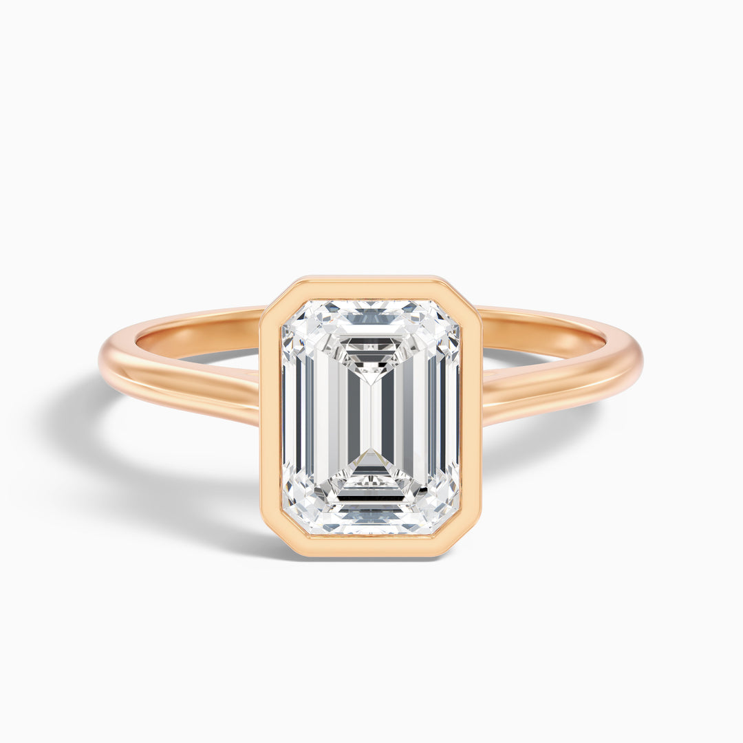 Eryn 1.5 Carat Emerald Cut Bezel Set Lab Grown Diamond Ring in 10k Yellow Gold