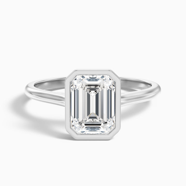 Vera 1 Carat Emerald Cut Bezel Set Moissanite Diamond Ring in 10k Rose Gold