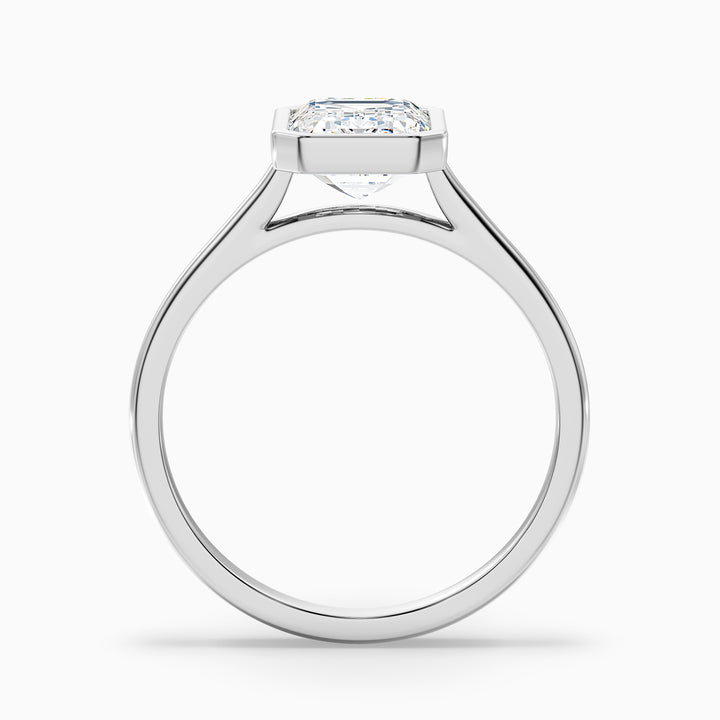 Eryn 2.5 Carat Emerald Cut Bezel Set Lab Grown Diamond Ring in 10k White Gold