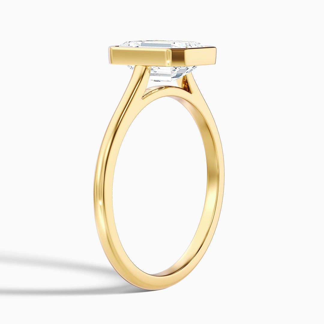 Eryn 3 Carat Emerald Cut Bezel Set Lab Grown Diamond Ring in 10k Rose Gold