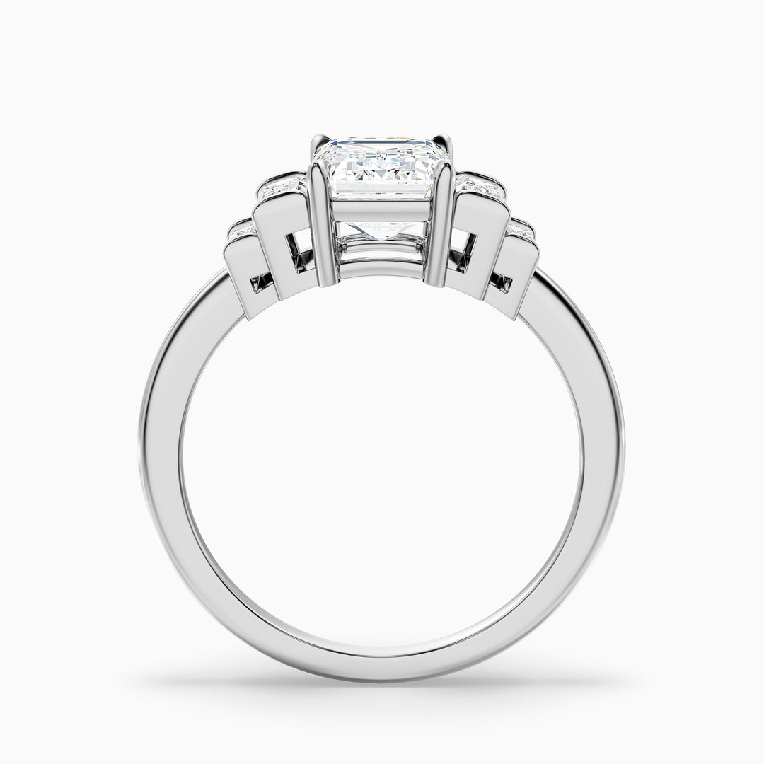 Kora 3 Carat Five Stone Emerald Cut With Baguette Side Stone Lab Grown Diamond Ring in 18k Rose Gold