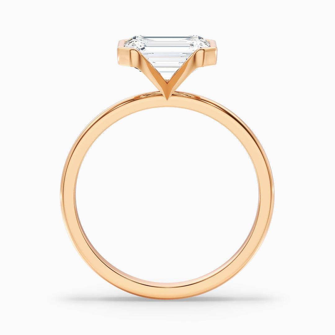 Lylah 4 Carat Emerald Half Bezel Lab Grown Diamond Ring in 18k Yellow Gold