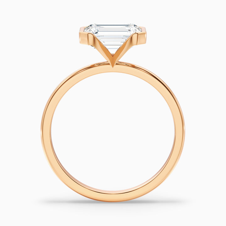 Mila 1.5 Carat Emerald Half Bezel Moissanite Diamond Ring in 10k Yellow Gold