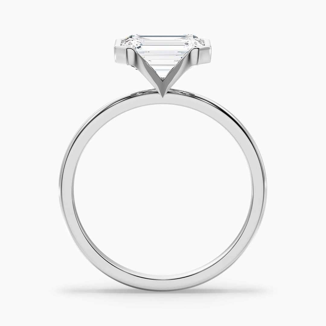 Lylah 1 Carat Emerald Half Bezel Lab Grown Diamond Ring in 10k White Gold