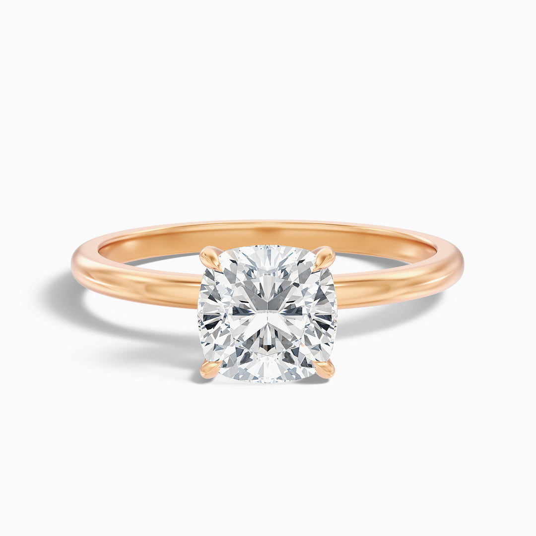Kyla 1.5 Carat Cushion Cut Hidden Halo Moissanite Diamond Ring in 10k Rose Gold