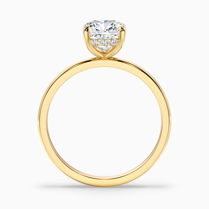 Kyla 1 Carat Cushion Cut Hidden Halo Moissanite Diamond Ring in 10k Yellow Gold