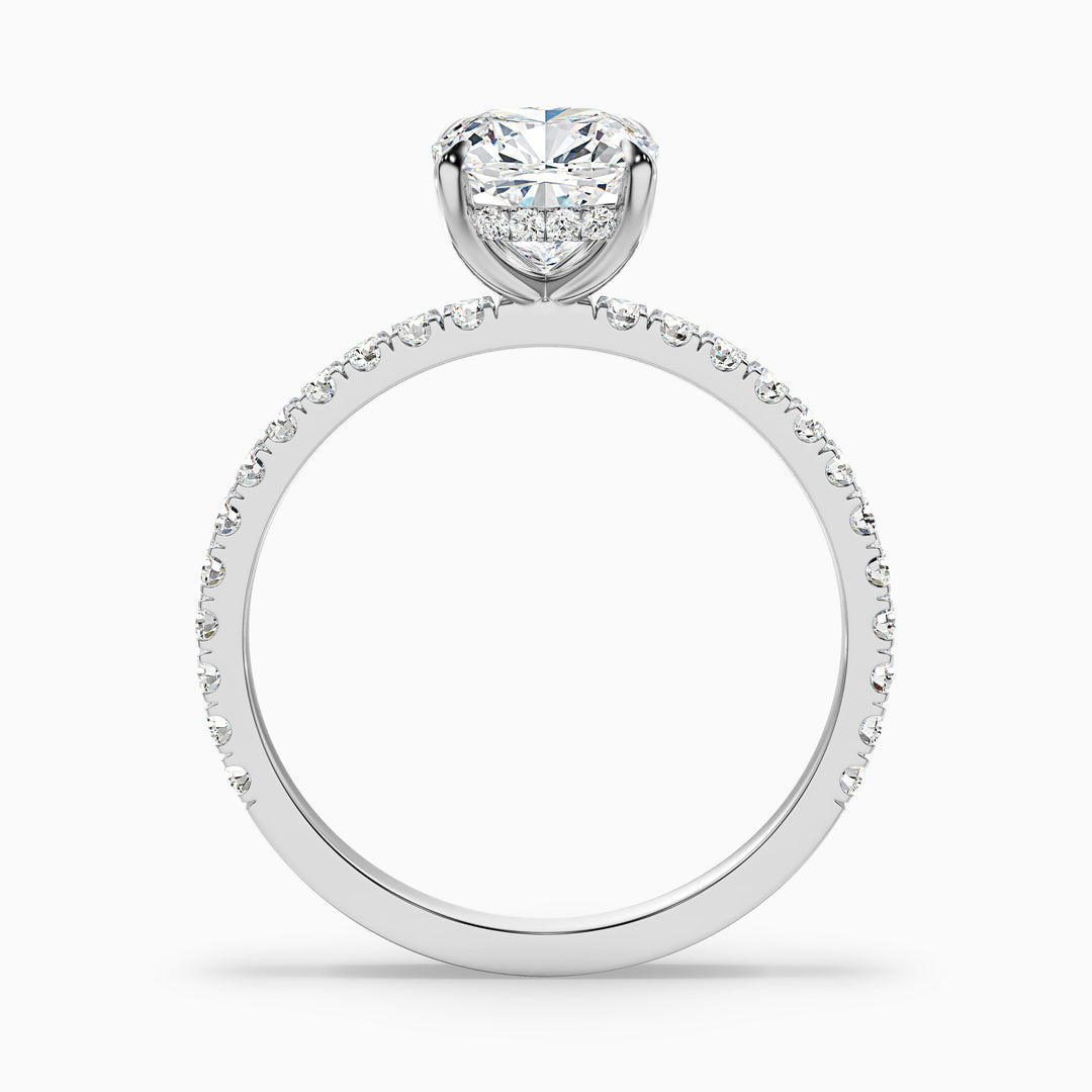 Gigi 1 Carat Cushion Cut Hidden Halo Pave Moissanite Diamond Ring in 18k White Gold