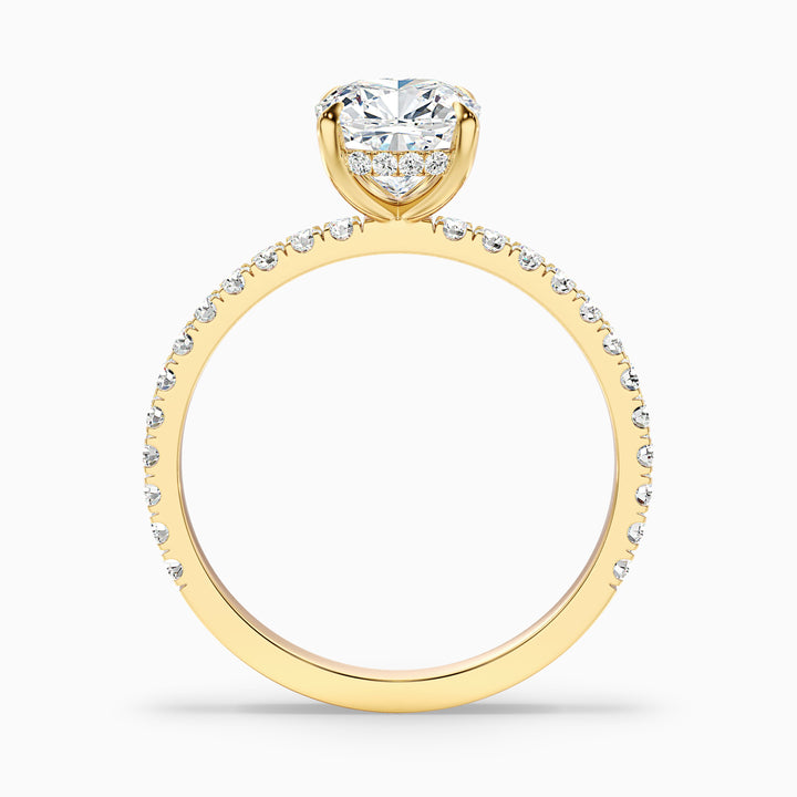 Gigi 2 Carat Cushion Cut Hidden Halo Pave Moissanite Diamond Ring in 18k Yellow Gold