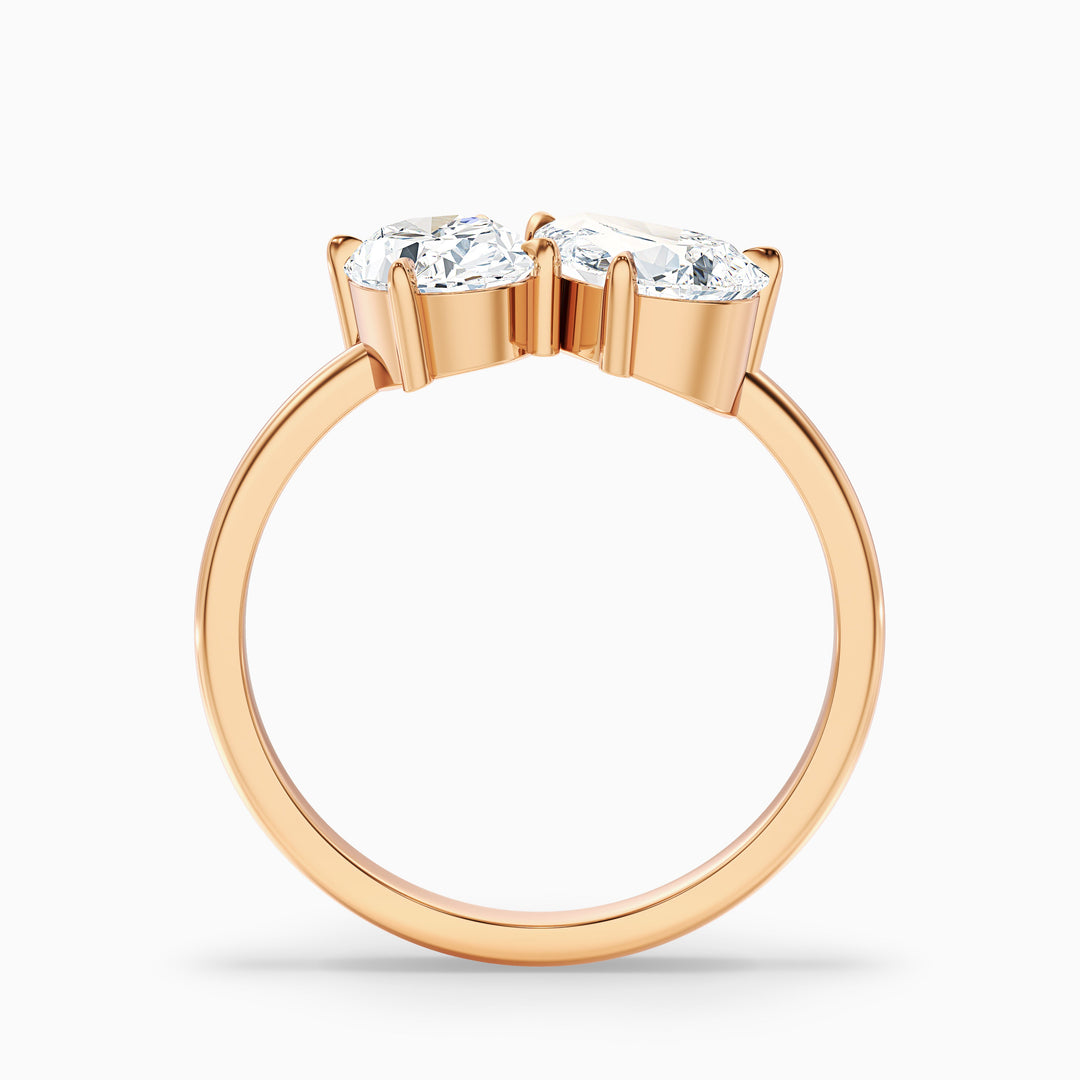 Heidi Toi Et Moi Ring in 10k Rose Gold With Oval and Pear Two Stone Moissanite Diamond (2 Ct. Tw.)