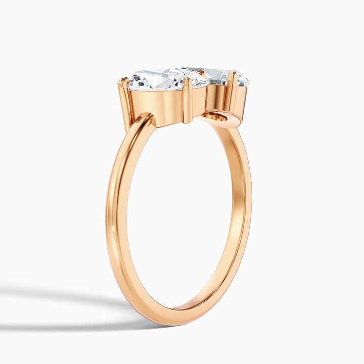 Heidi Toi Et Moi Ring in 14k White Gold With Oval and Pear Two Stone Moissanite Diamond (2.5 Ct. Tw.)