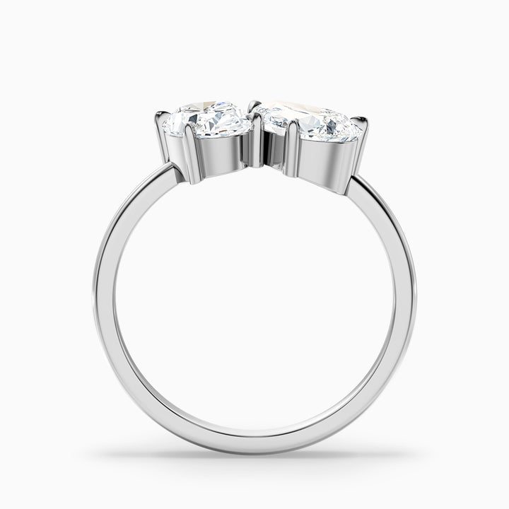 Heidi Toi Et Moi Ring in 18k White Gold With Oval and Pear Two Stone Moissanite Diamond (2.5 Ct. Tw.)