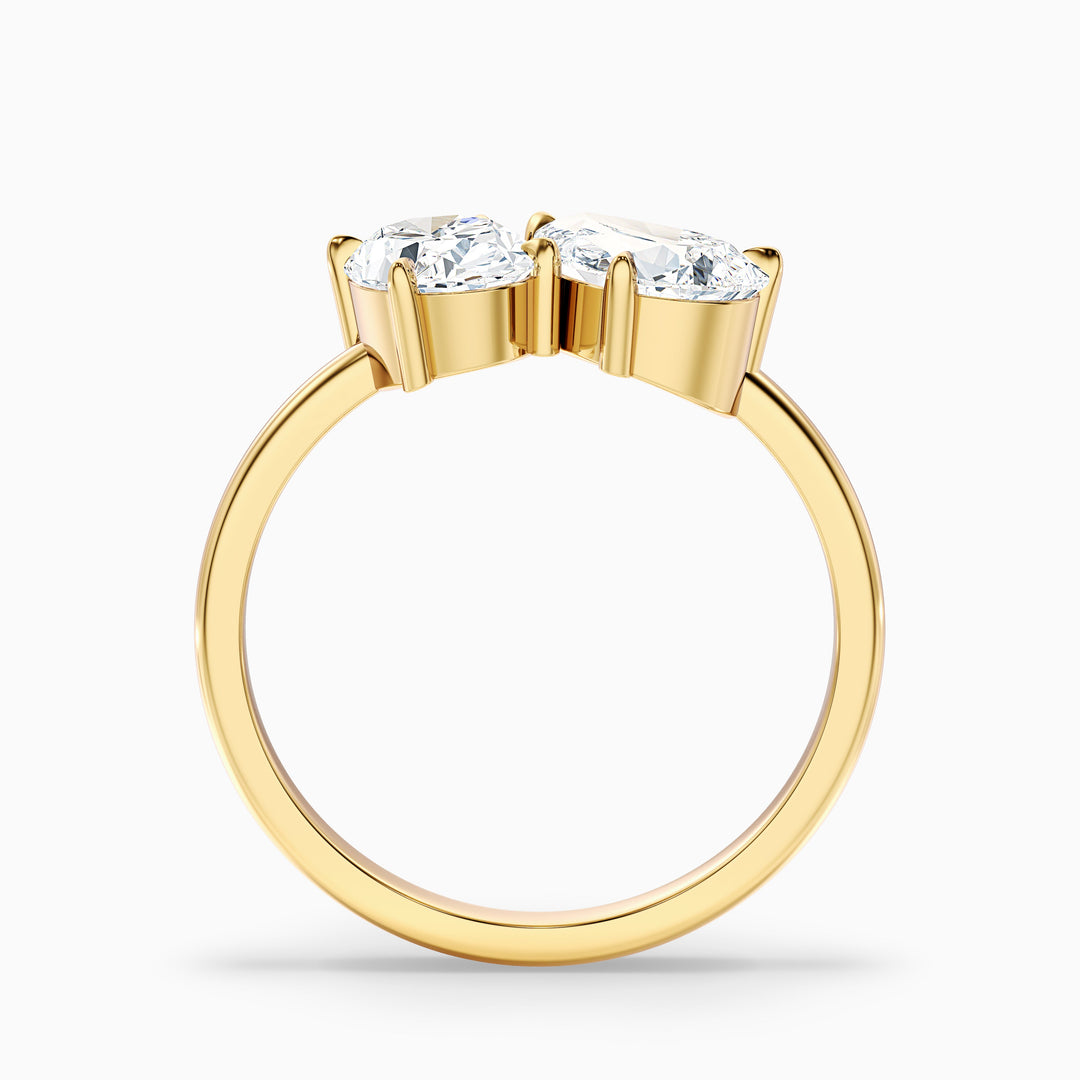 Heidi Toi Et Moi Ring in 18k Rose Gold With Oval and Pear Two Stone Moissanite Diamond (3.5 Ct. Tw.)